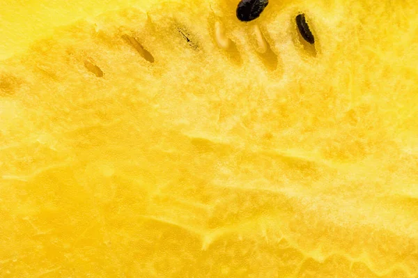 Närbild Färska Gula Vattenmelonskivor Plattan — Stockfoto