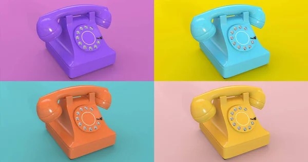 Array of vintage rotary telephones| Rotary dial | Old Phone with receiver | Retro telephone
