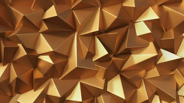 Golden crystal  and prismatic background, faceted golden metallic texture, golden wallpaper and background. Glossy and glamorous 3D golden background with crystals and prisms.
