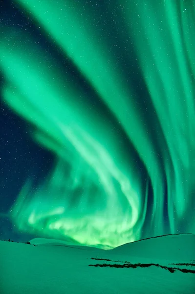 Piękne Zorza Polarna Zielone Sfotografowane Islandii Lutym — Zdjęcie stockowe