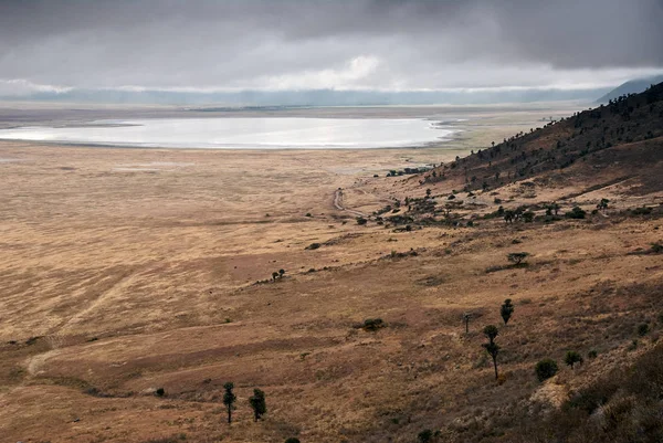 Ngorongoro Kráter Magadi Vize Száraz Évszakban — Stock Fotó