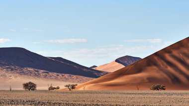 Güzel Namib Çölü'Namibya, görüntü onun karakteristik kırmızı tepeleri ile.