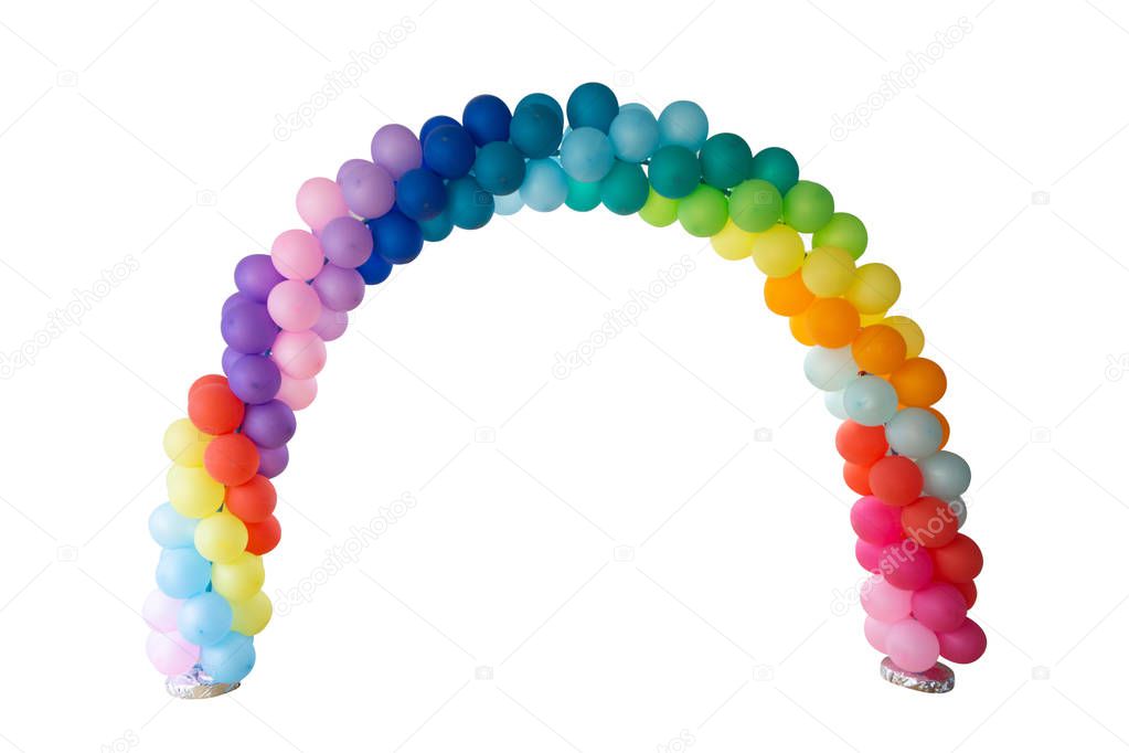 Arch of balloon art isolated on white background