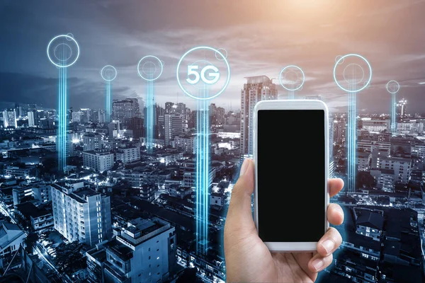 Conexión de red de comunicación 5g para concepto de Internet o tecnología — Foto de Stock