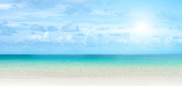 Panorama View Transparent Blue Sea Water Background Tropical Summer Beach — Stock Photo, Image
