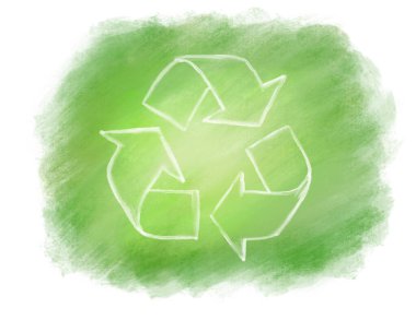 El çizimi Sketch geri dönüşüm simgesi ekolojik tasarım kavramı için beyaz arkaplanda izole edilmiş. 