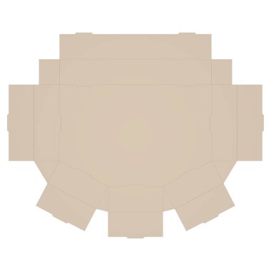 Karton ambalaj çizimi. Yapışkan Olmayan - Altı Köşeli Üs - Kanatçıkları Dizin Ucuyla Kilitlemek