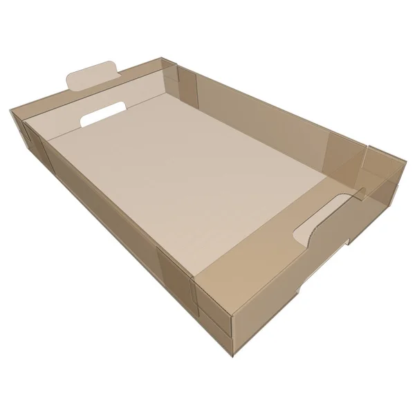 Cardboard Packaging Ray Glued Tray Bench Support Render — Stock Photo, Image