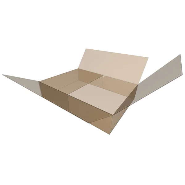 Cardboard Packaging Ray One Piece Folder Dust Flaps Render — Stock Photo, Image