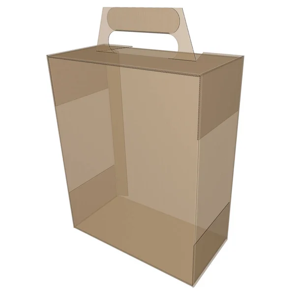 Cardboard Packaging Ray Slotted Container Carry Handle Render — Stock Photo, Image