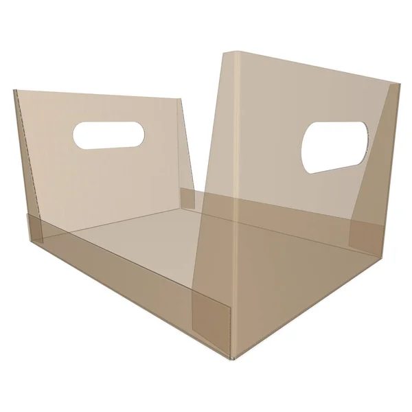Embalaje Cartón Rayos Bandeja Con Paneles Elevados Asa Transporte Renderizado —  Fotos de Stock