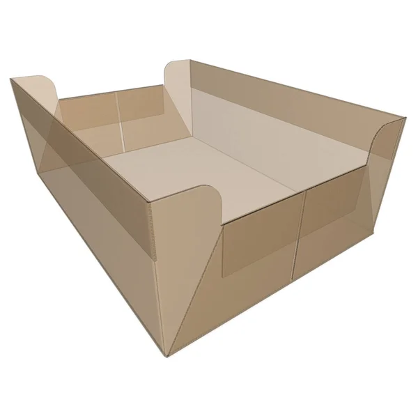 Cardboard Packaging Ray Tray Raised Panels Render — Stock Photo, Image