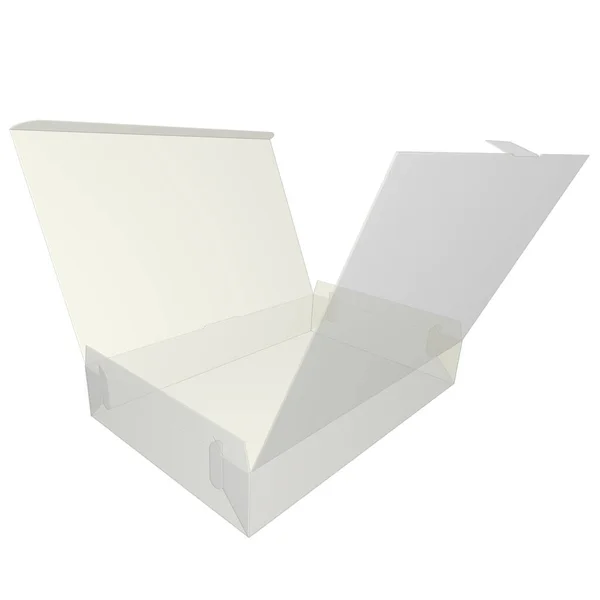 Embalaje Cartón Rayos Despegado Con Cuatro Paredes Individuales Solapas Bloqueo —  Fotos de Stock