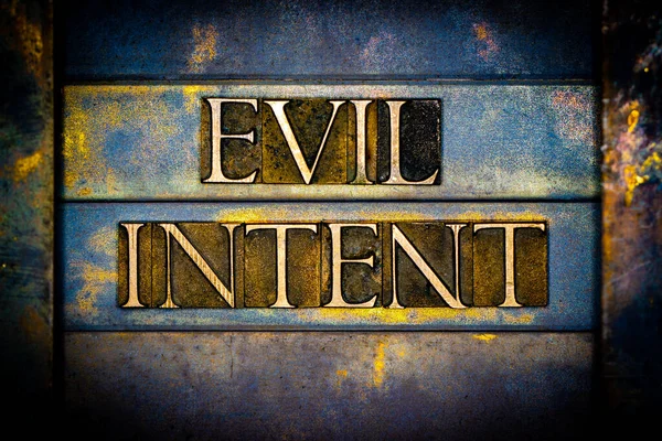 Evil Intent Text Created Real Authentic Typeset Letters Vintage Texured — Stock fotografie