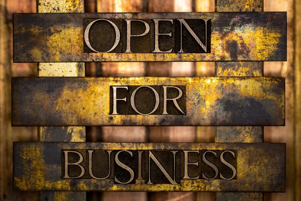 Open Business Κείμενο Που Σχηματίζεται Πραγματικά Αυθεντικά Γράμματα Typeset Vintage — Φωτογραφία Αρχείου