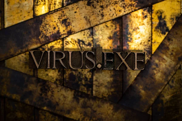 Virus Exe Szöveg Alakult Valódi Hiteles Betűkészlet Betűk Vintage Texturált — Stock Fotó