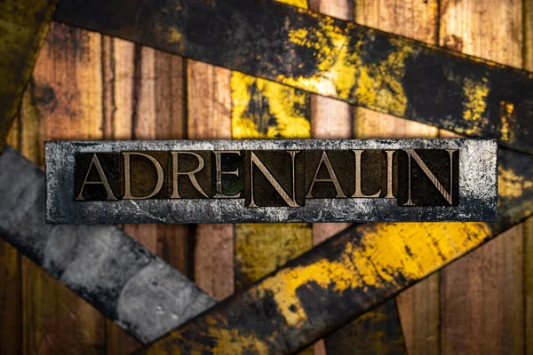 Adrenalin Text Formed Real Authentic Typeset Letters Vintage Textured Silver — Stock Photo, Image