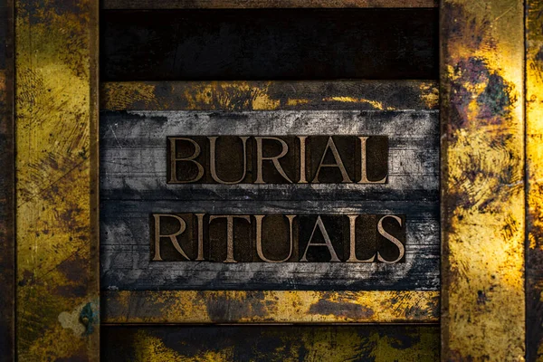 Burial Rituals Text Formed Real Authentic Typeset Letters Vintage Textured — Stock Photo, Image