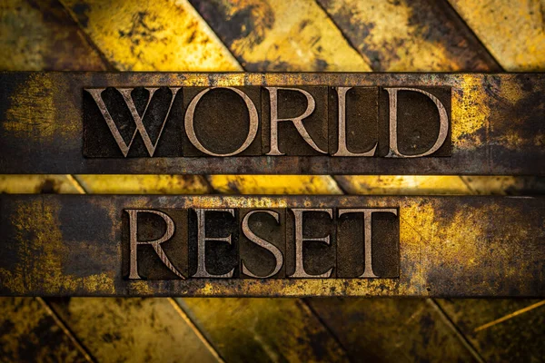 World Reset Texto Formado Com Letras Datilografadas Autênticas Reais Vintage — Fotografia de Stock