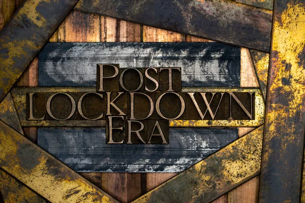 Post Lockdown Era Texto Formado Con Letras Tipográficas Auténticas Reales — Foto de Stock