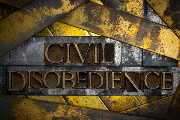 Civil Disobedience Text Formed Real Authentic Typeset Letters Barbed Wire — Stock Photo, Image