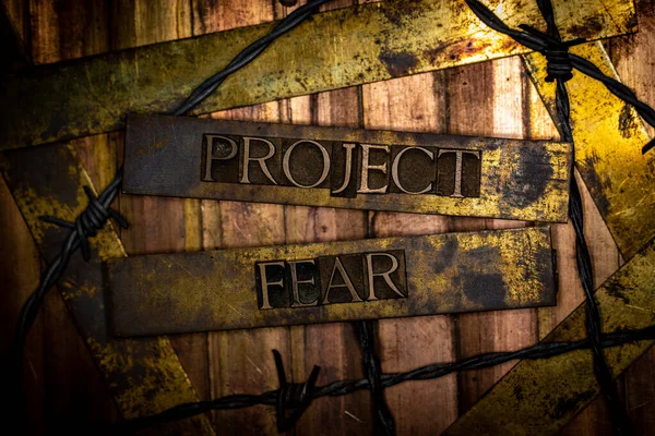 Project Fear Szöveges Üzenet Hiteles Texturált Grunge Réz Évjárat Arany — Stock Fotó