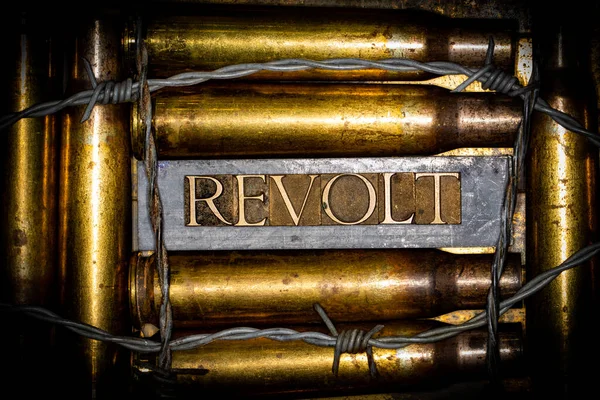 Revolt Text Message Lead Bars Copper Caliber Gun Casings Vintage — 스톡 사진