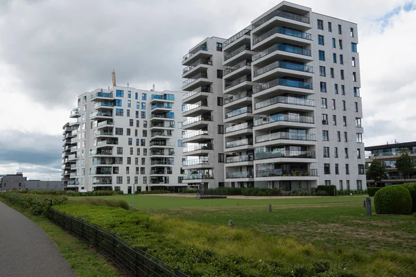 Temse België Juli 2020 Twee Residentiële Appartementen Een Sleeppad Belgische — Stockfoto