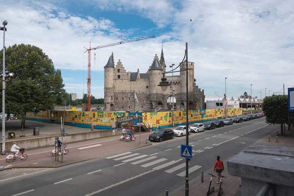 Amberes Bélgica Julio 2020 Resumen Los Trabajos Restauración Renovación Del — Foto de Stock