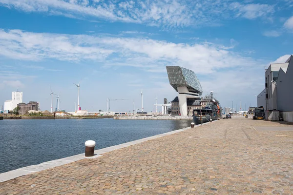 Αμβέρσα Βέλγιο Ιουλίου 2020 Προκυμαία Του Kattendijkdok Θέα Λιμάνι Της — Φωτογραφία Αρχείου