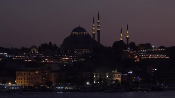 Noite Através Mesquita Suleymaniye — Vídeo de Stock