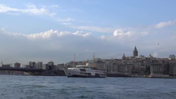 Barco Está Chegando Porto — Vídeo de Stock