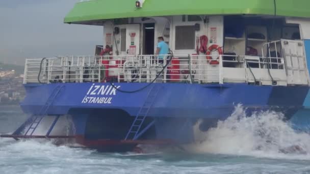 Istanbul Turkije September 2018 Binnenlandse Reis Schip Verlaten Harbor — Stockvideo
