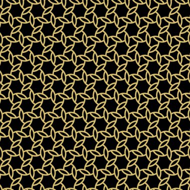 Arap tarzında kusursuz bir vektör süsü. Geometrik soyut siyah ve altın arkaplan. Duvar kağıtları ve arkaplanlar için desen