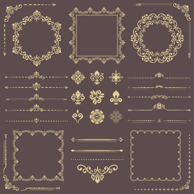 Vector Yatay, Kare ve Yuvarlak Elementlerin Vintage Kümesi
