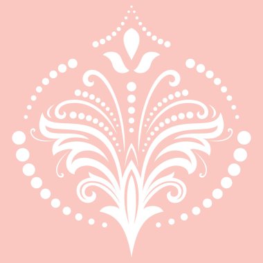 Pembe arabesk ile çiçek vektör desen. Soyut şark süsleme