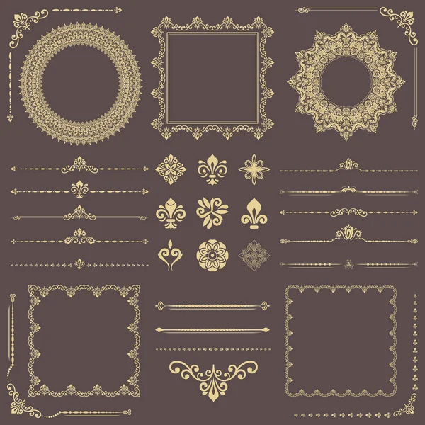 Vintage set of Vector Horizontal, Square and Round Elements — 스톡 벡터