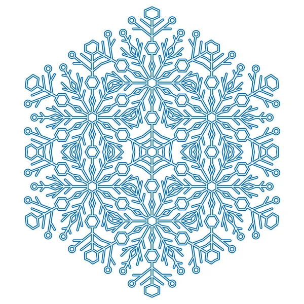 Bonito vector redondo copo de nieve azul — Vector de stock
