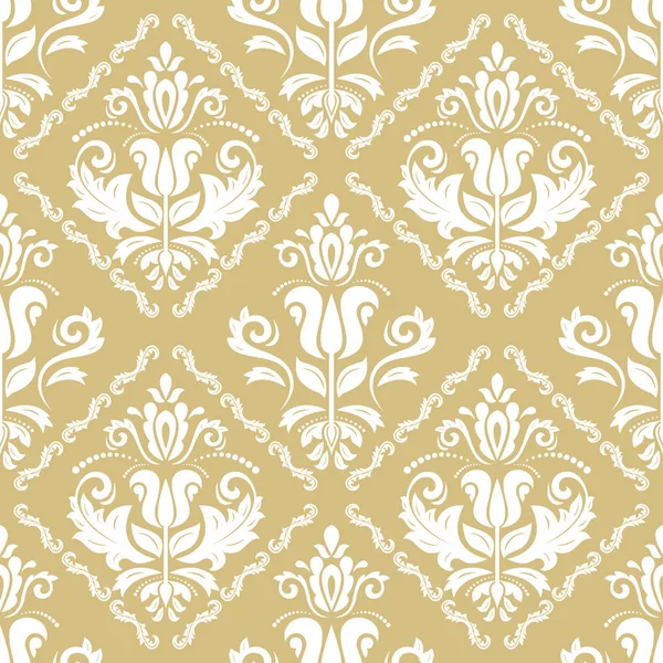 Classic Seamless Vector Golden and White Pattern — Stock Vector