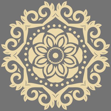 Oryantal soyut altın yuvarlak desen vektör