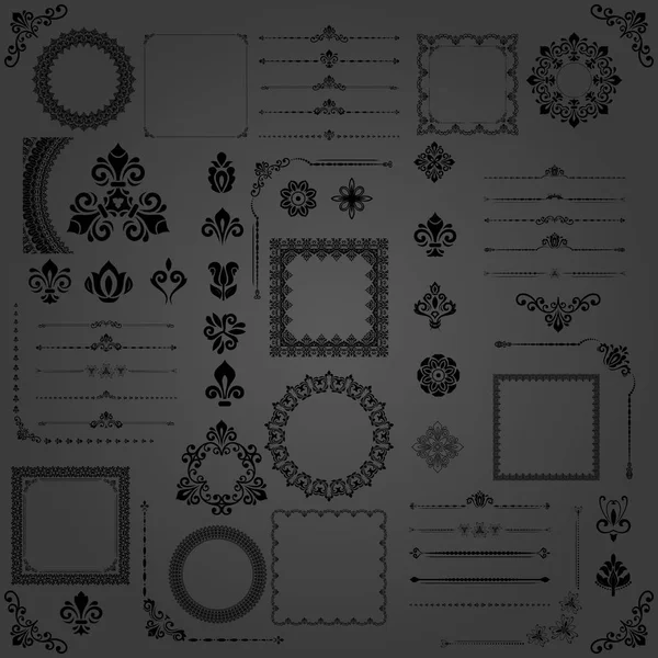 Conjunto Vintage de elementos horizontales, cuadrados y redondos vectoriales — Archivo Imágenes Vectoriales