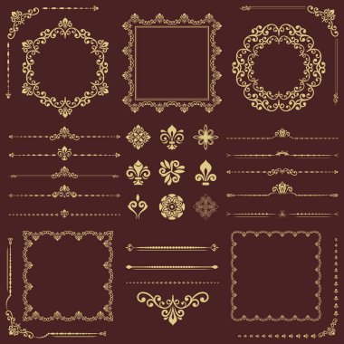 Vector Yatay, Kare ve Yuvarlak Elementlerin Vintage Kümesi