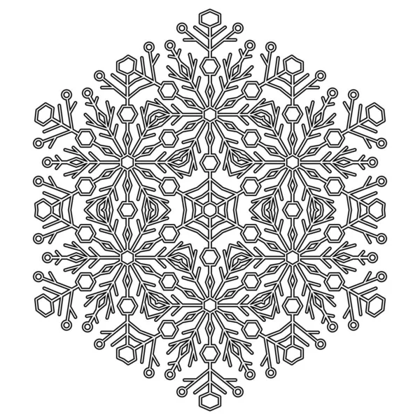 어여쁜 Vector Round Snowflake — 스톡 벡터