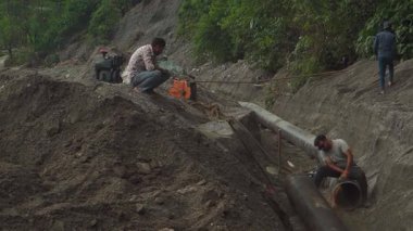 September20th2025 Dehradun Uttarakhand, India. Pipeline repair and welding underway in Rajpur village after cloudburst floods in Rispana River, Uttarakhand