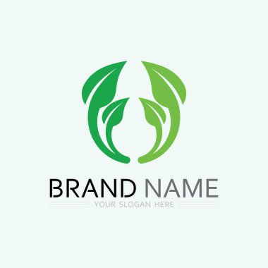 Doğa sembolü şablonu için yaprak logosu tasarım vektörü düzenlenebilir, Yeşil yapraklı logo ekoloji doğa element vektörü simgesi