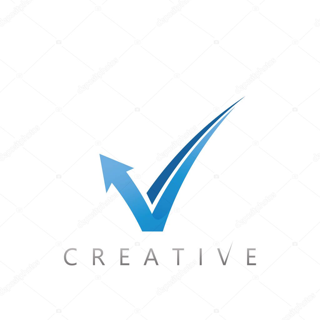 Professional modern checkmark vector logo design with simple clean minimal branding style