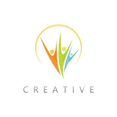 Arkadaş canlısı topluluk markalaşması için insan logosu tasarım vektör simgesi