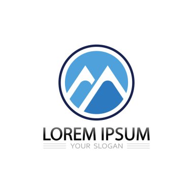 Keskin üçgen dağ tepesi vektör logosu ve seyahat keşfi için simge tasarımı
