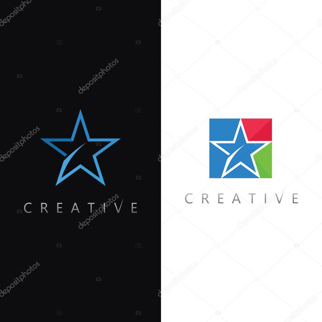 Professional vector star logo design with abstract icon symbol for modern corporate brand