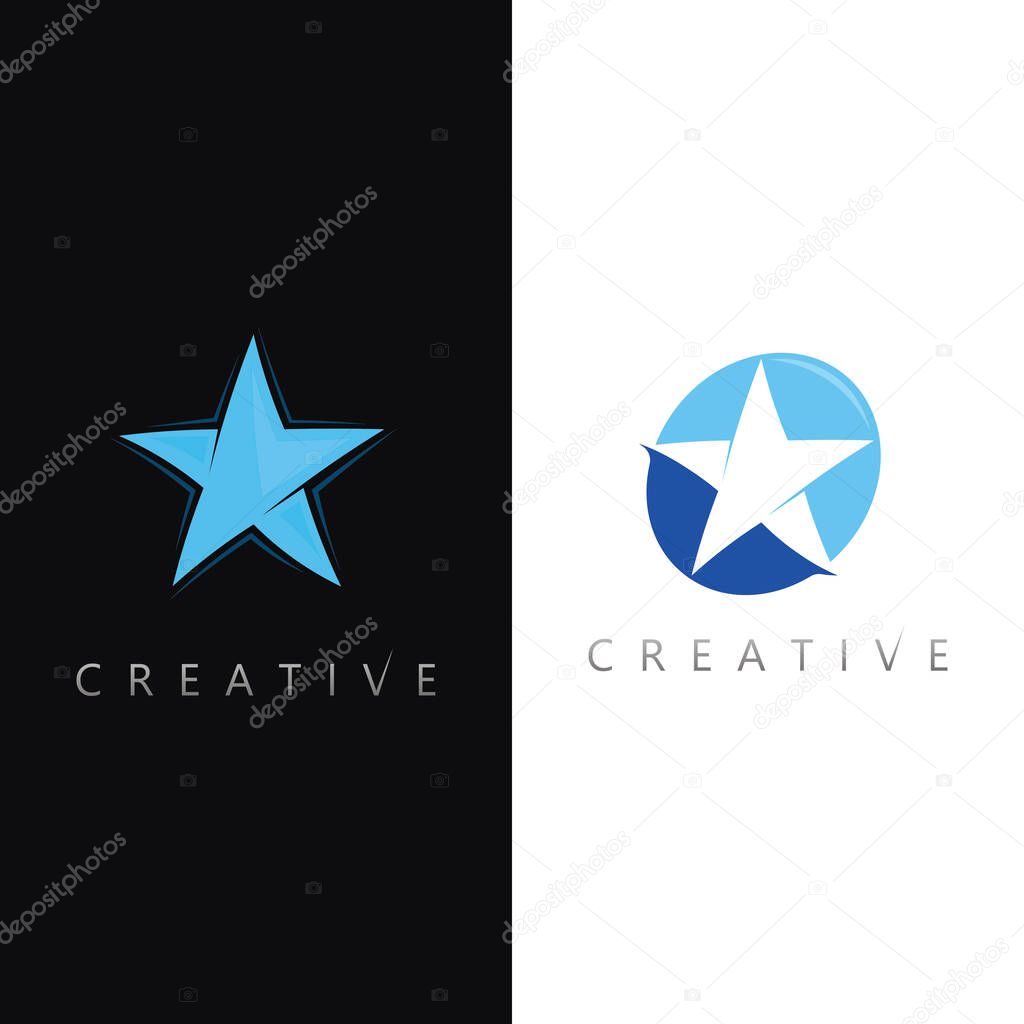 Stylish star emblem logo vector with abstract minimal symbol icon for business branding